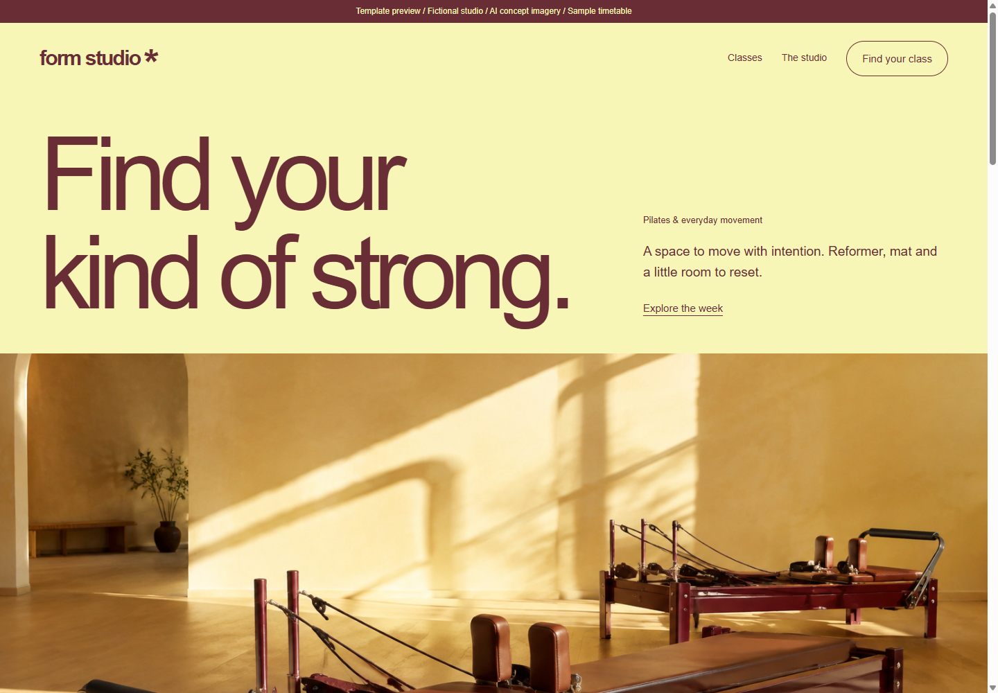 Form Studio website design for pilates & movement studios