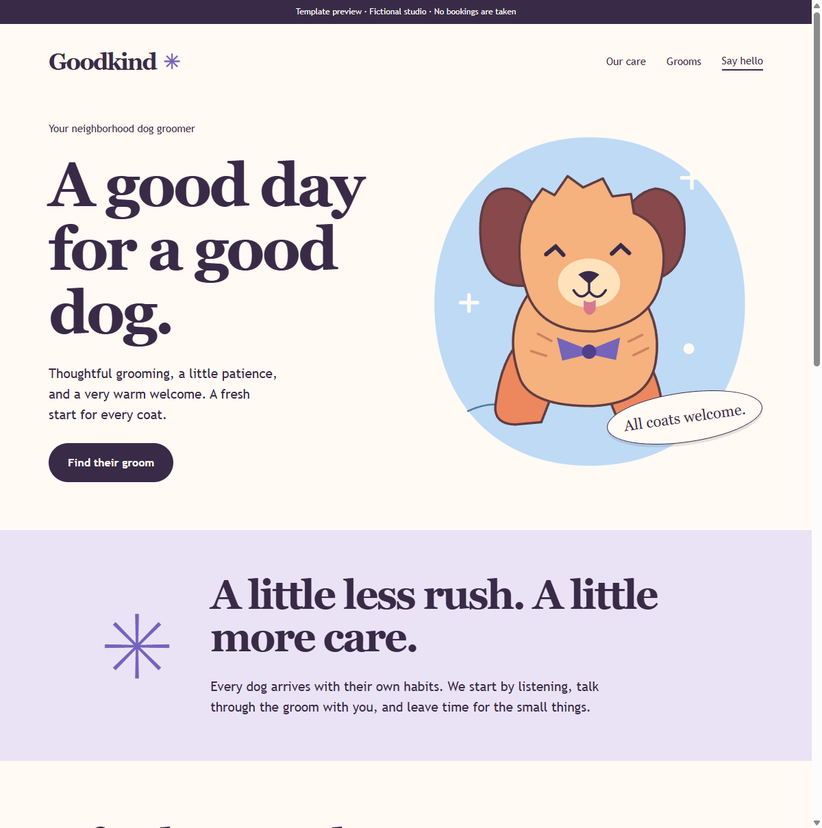 Goodkind website design for dog grooming studios