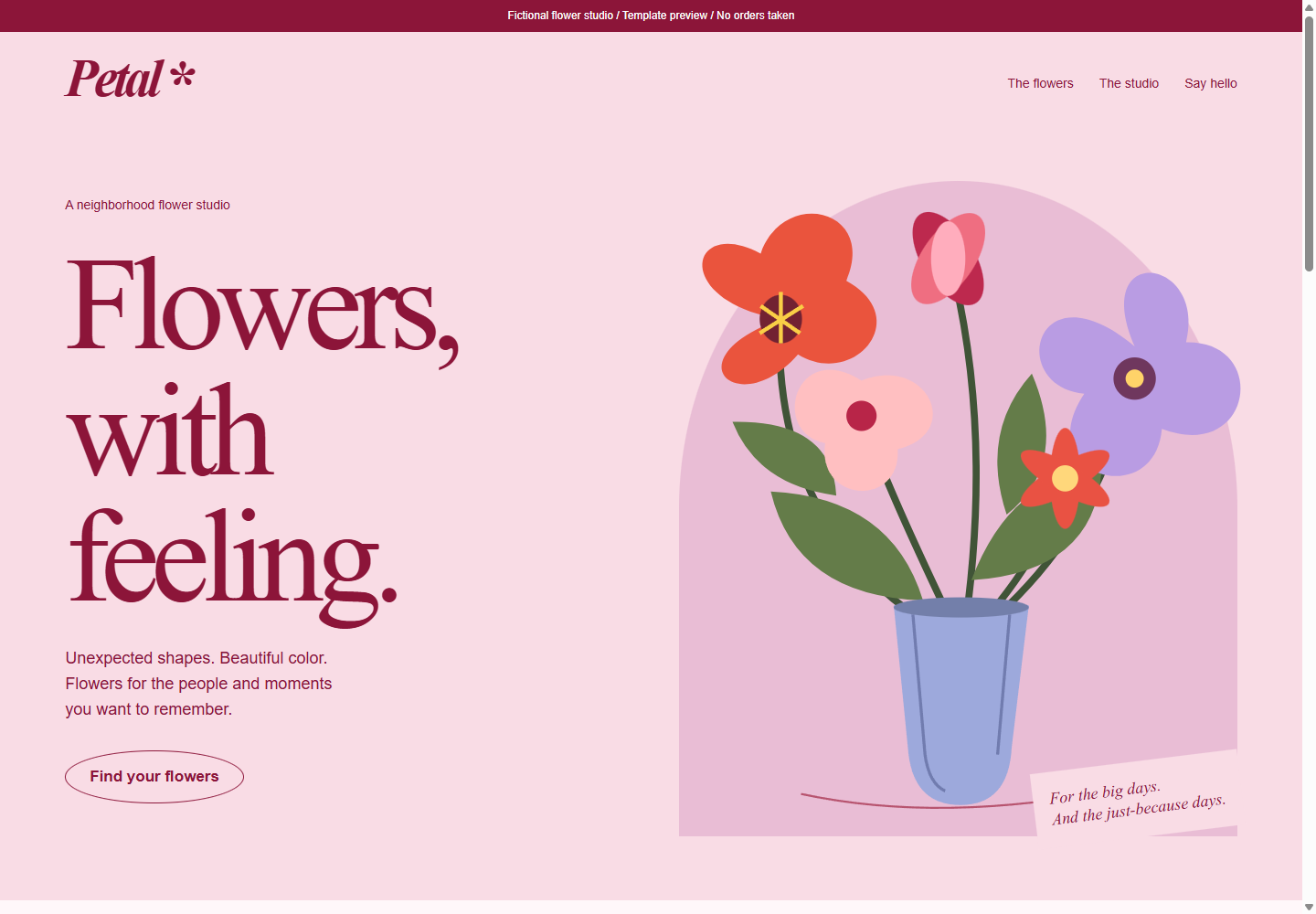 Petal website design for florists