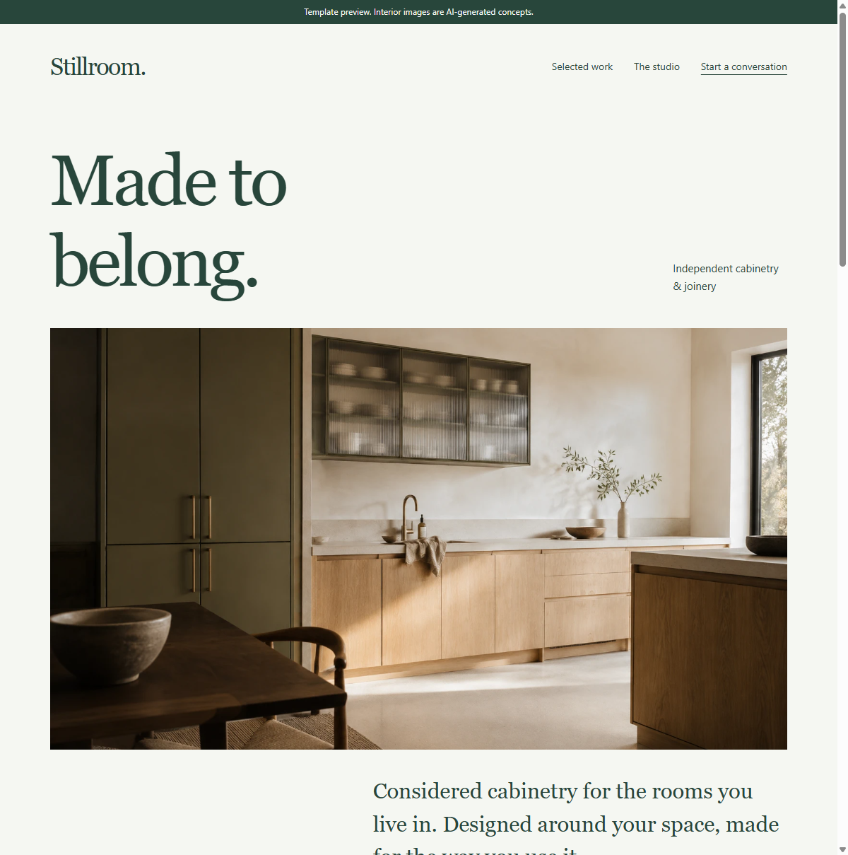 Stillroom website design for cabinetry & joinery