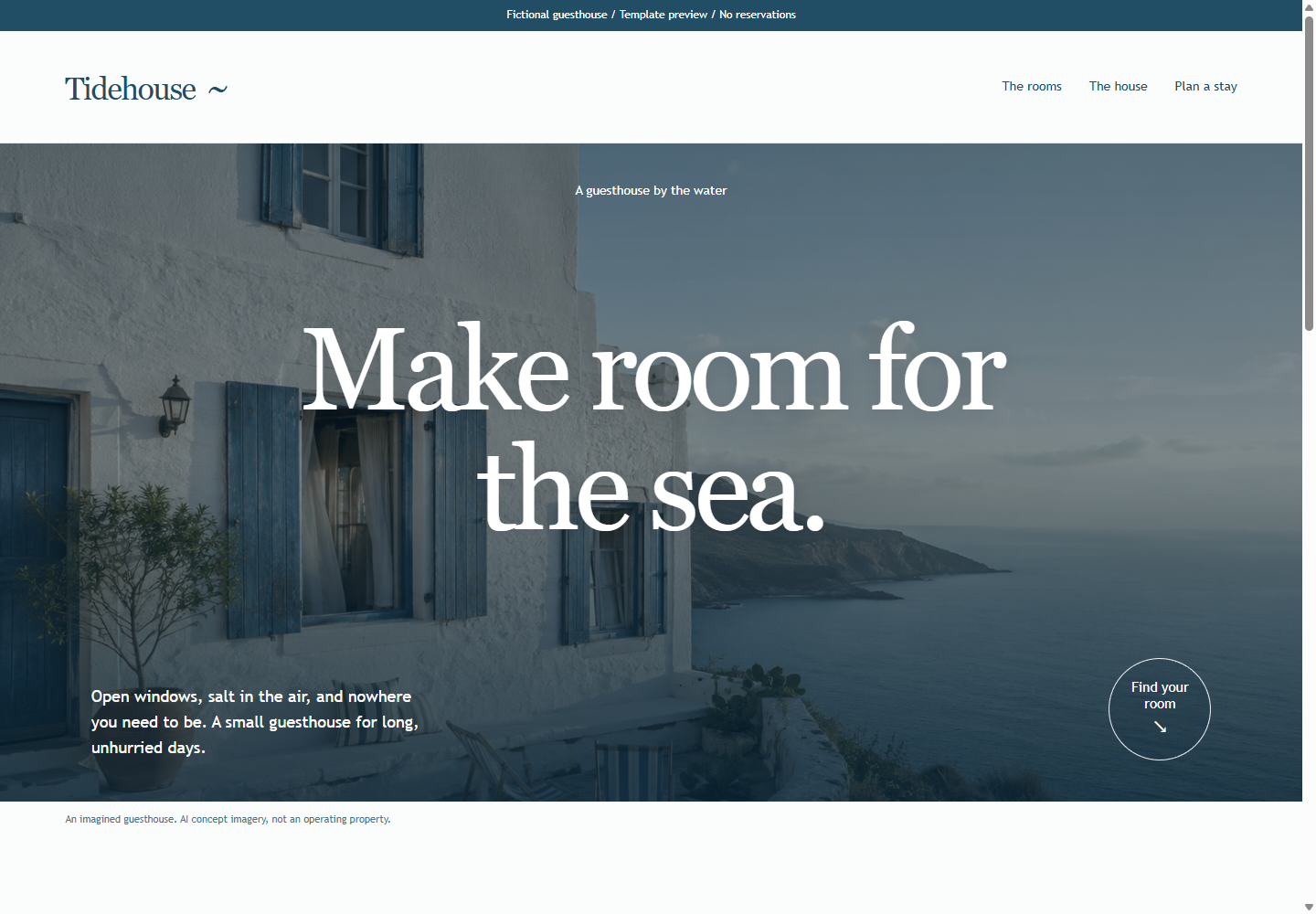 Tidehouse website design for guesthouses & small stays