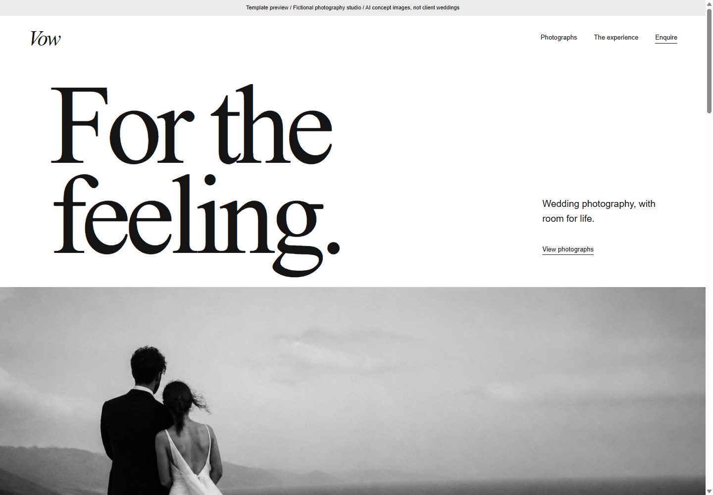 Vow website design for wedding photographers